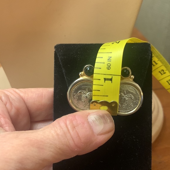 ROMAN COIN WITH CABOCHON CLIPON EARRINGS,Vintage - Picture 11 of 13